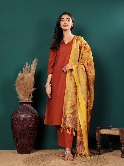 Varanga WomenS Cotton Straight Salwar Suit Set  Comfortable, Elegant, And Stylish Traditional Wear For Every Occasion (Vardup22