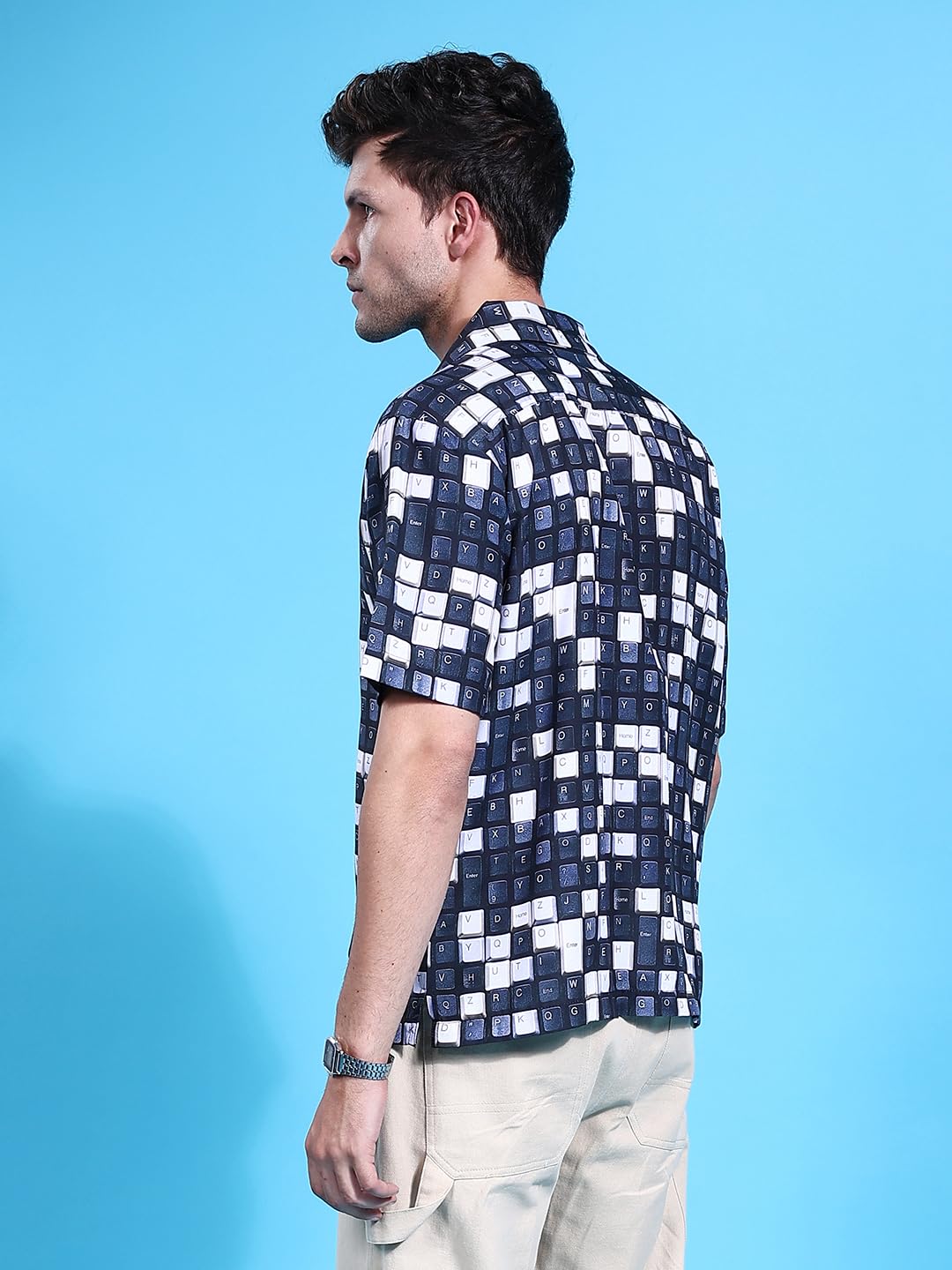 The Indian Garage Co Men Black Conversational Printed Oversized Casual Shirt