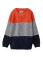 The Souled Store Solids: Orange, Blue (Colourblock) Boys Sweaters Cozy Warm Soft Winter Sweater Fashion Trendy Comfortable Crew