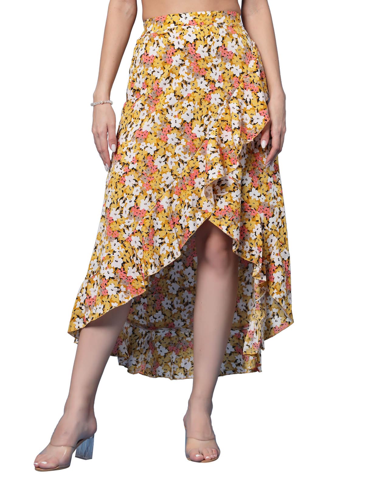 OOMPH! Long Skirts for Women Yellow - msk059