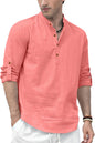 Zombom MenS Solid Cotton Blend Straight Kurta Shirt, Regular Fit Full Sleeve Short Kurta Shirt Peach