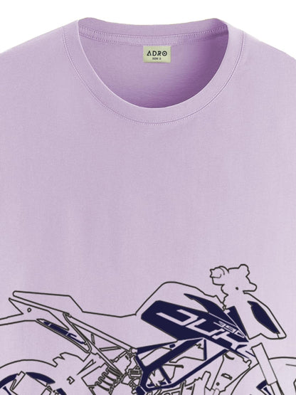 ADRO Men's Biker Design Printed 100% Cotton T-Shirt - Regular Fit, Printed T-Shirts for Men (RN24-KTM-PU_Purple)