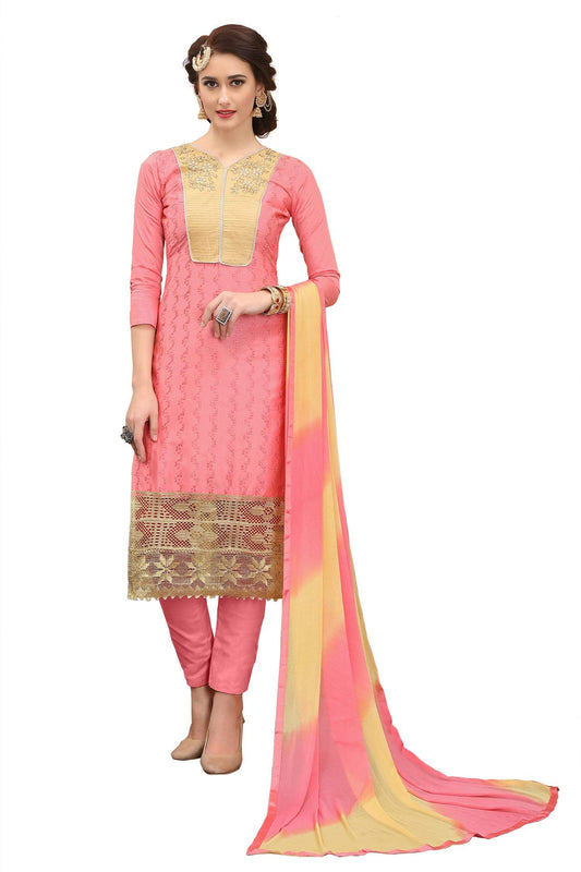 Gosriki WomenS Cotton Dress Material (Khwaab7011_Light Pink_Free Size)