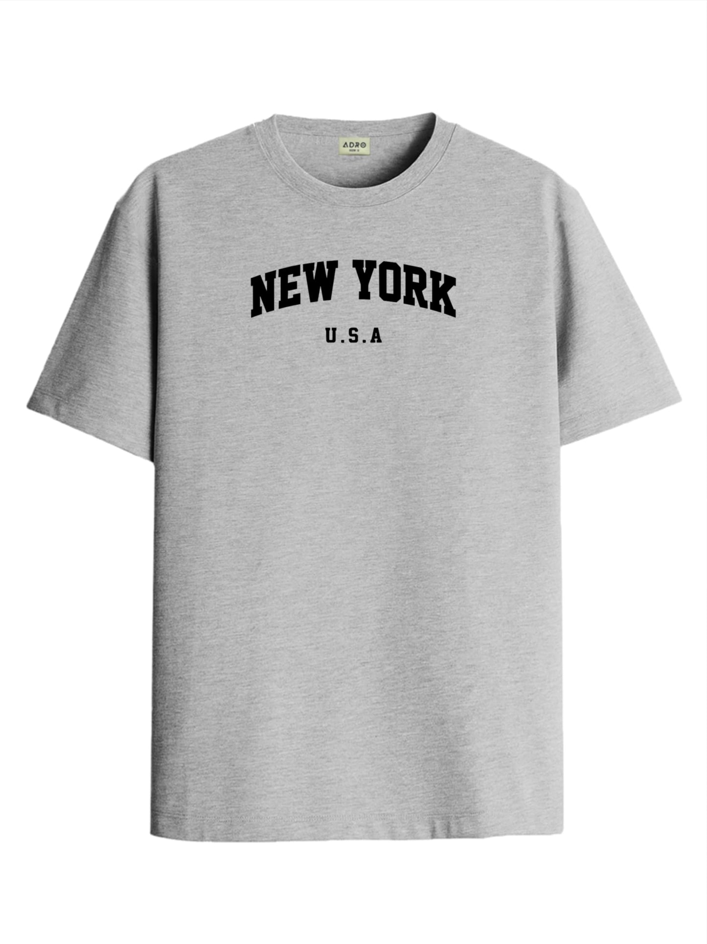 ADRO Mens New York Printed Tshirt for Men - Premium Cotton T Shirt for Men - Urban Stylish T-Shirt in Regular Fit Grey T-Shirt