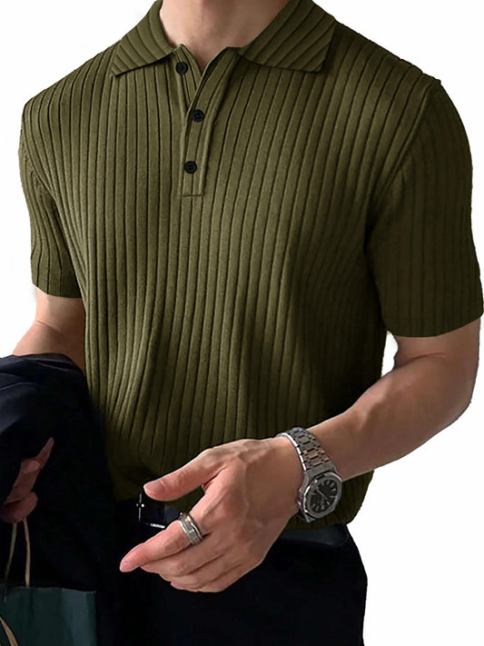 Noble Monk Relax Fit Polo Neck T-Shirt Olive Green