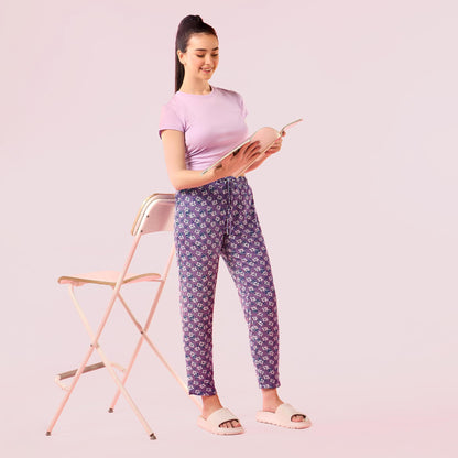 Enamor E048 Tapered Lounge Pants with Drawstring Details with Metal Ends