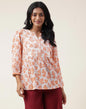 Fabindia Women's Embroidered Regular Fit Top (1030620ORANGE_Orange
