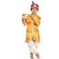 Vastramay Boys Yellow Silk Kurta Dhoti Set For Janmashtami, Rakhi Festival Ethnic Wear With Floral Print