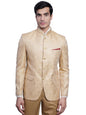 WINTAGE Mens Banarasi Rayon Cotton Festive and Casual Bandhgala Jodhpuri Blazer : Beige1