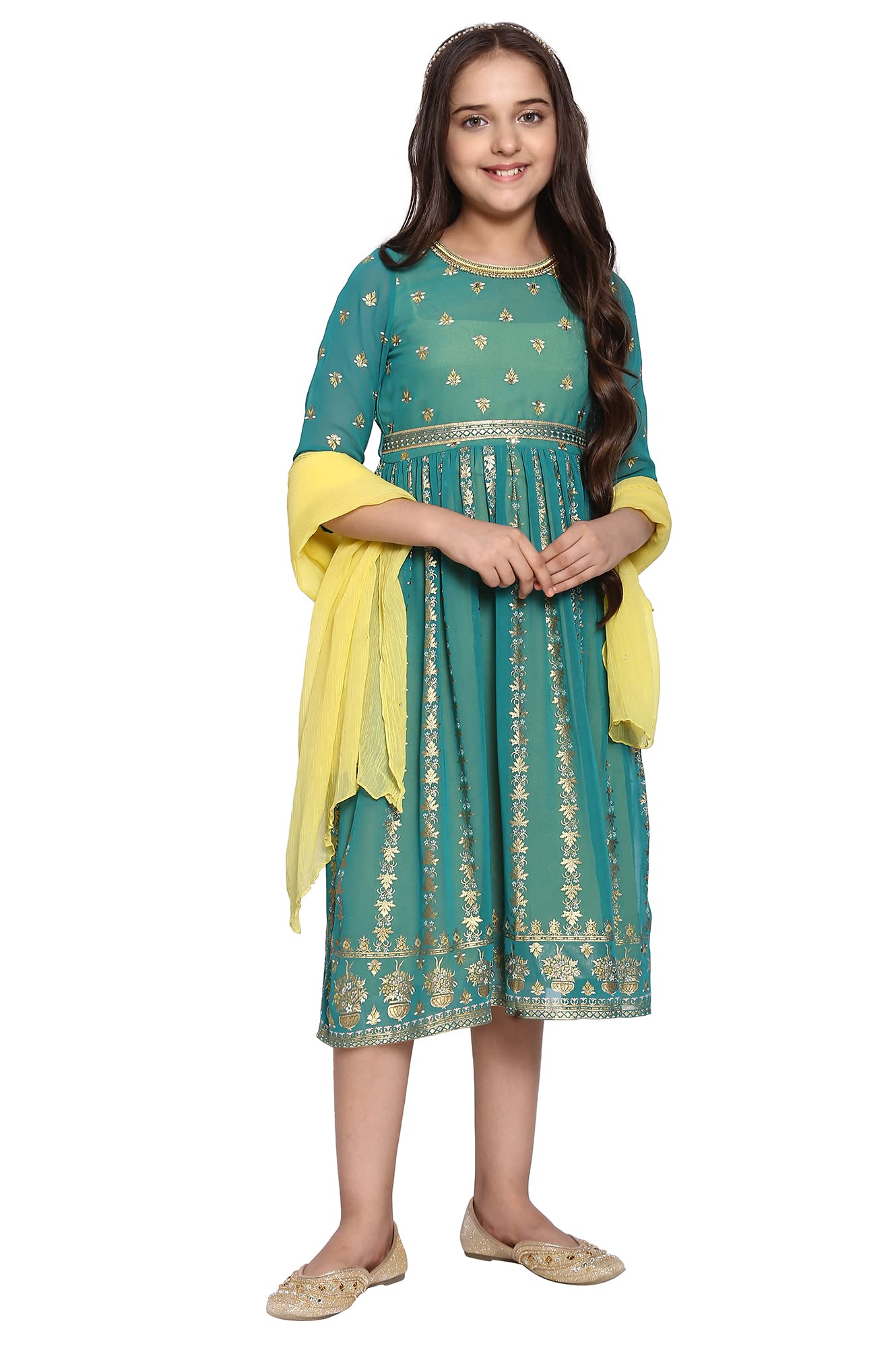 Aurelia Women's Polyester Dress & Dupatta