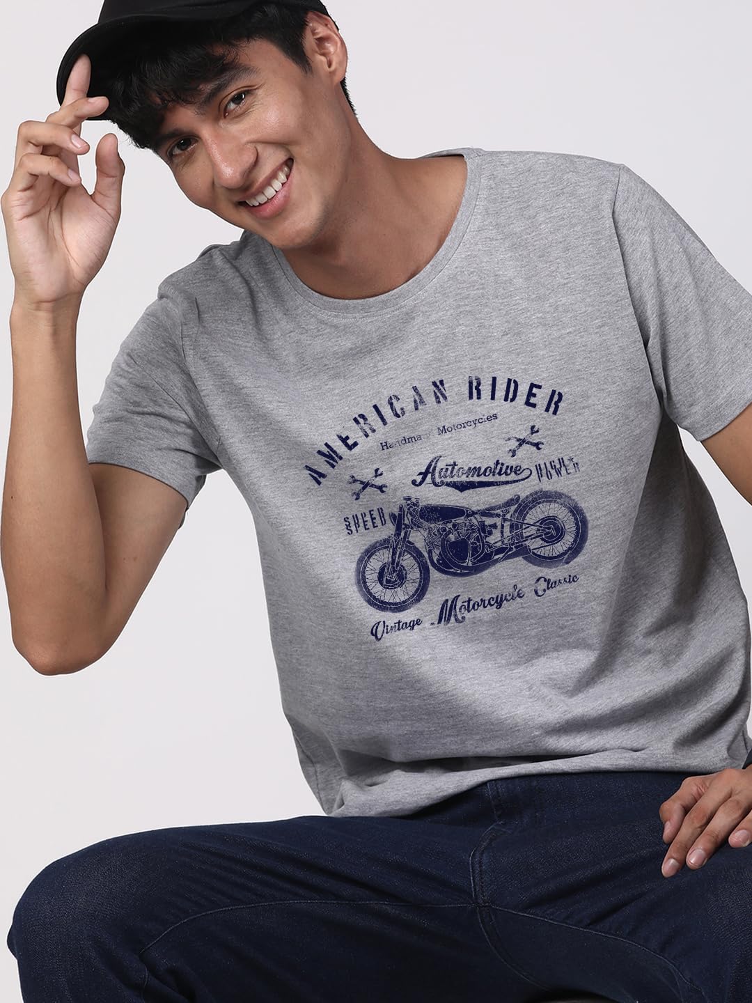 ADRO Men's Regular Fit T-Shirt (RNR-M-AME-GR)