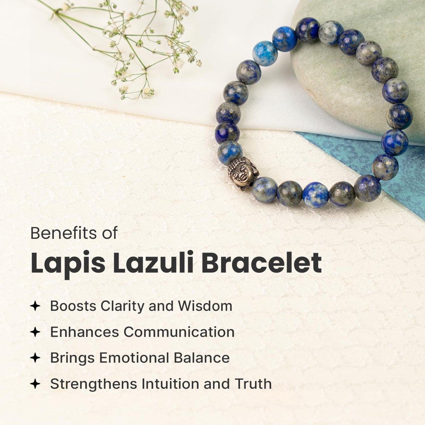 Astrotalk Lapis Lazuli Bracelet | Enhances Wisdom, Intuition & Mental Clarity | Certified Healing Crystal Astrology Bracelet for Men & Women | Lapis Lazuli stone