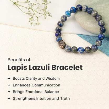 Astrotalk Lapis Lazuli Bracelet | Enhances Wisdom, Intuition & Mental Clarity | Certified Healing Crystal Astrology Bracelet for Men & Women | Lapis Lazuli stone