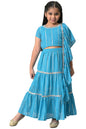 Aurelia Girl's Polyester Top & Skirt & Dupatta (22FEG10240B-505649_Blue