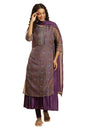 W For Woman Purple Striped Synthetic Zari Digital Kurta Dupatta Bottomwear