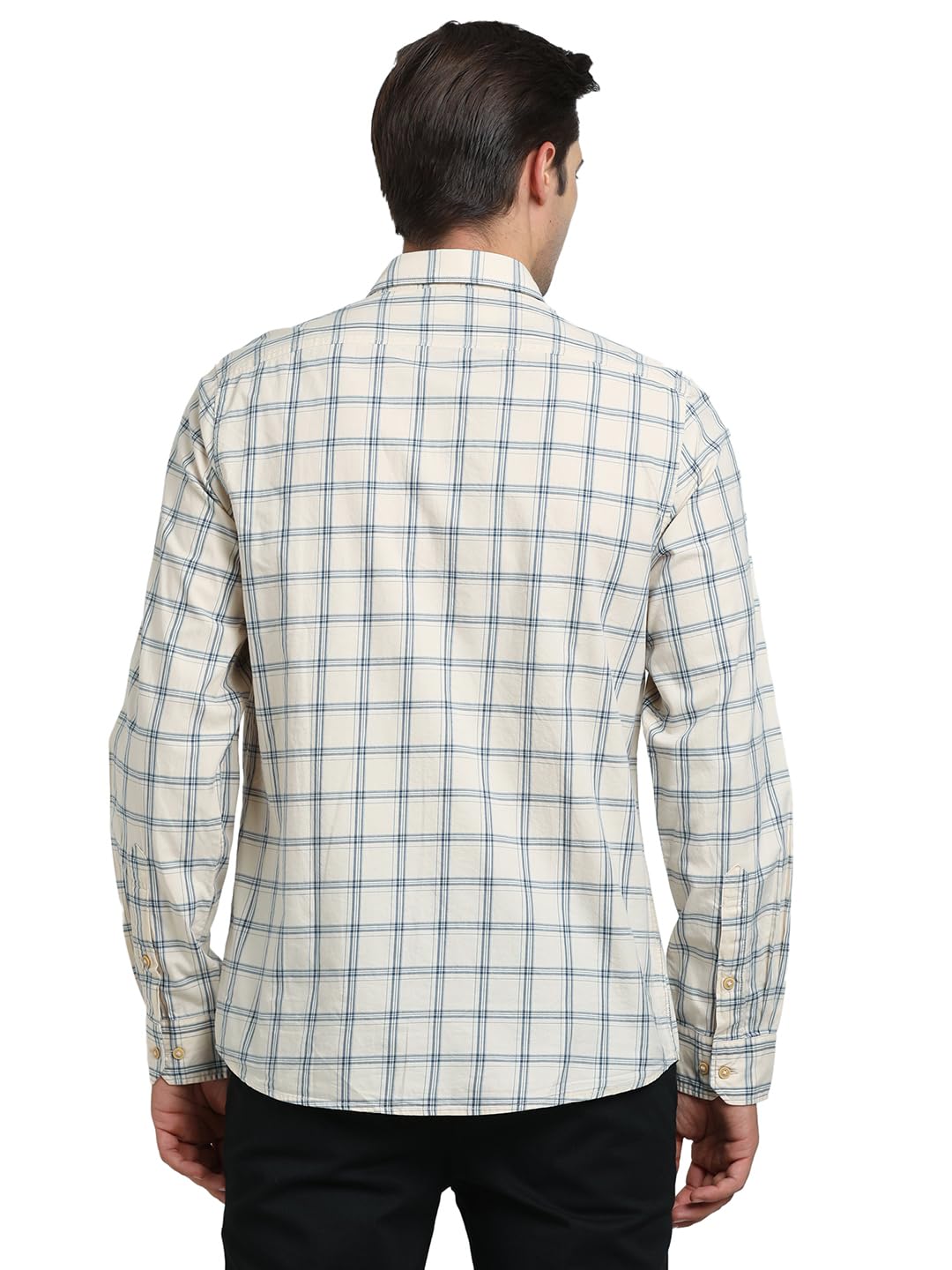 Turtle Men 100% Cotton Slim Fit Beige Casual Shirt