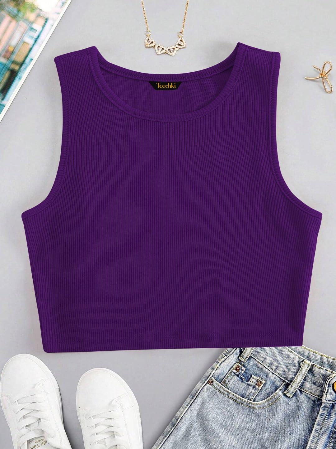 Toochki Tops for Woman | Spandex Top | Crop | Short | Western | for Jeans | Sleeveless | Stretchable | Wine