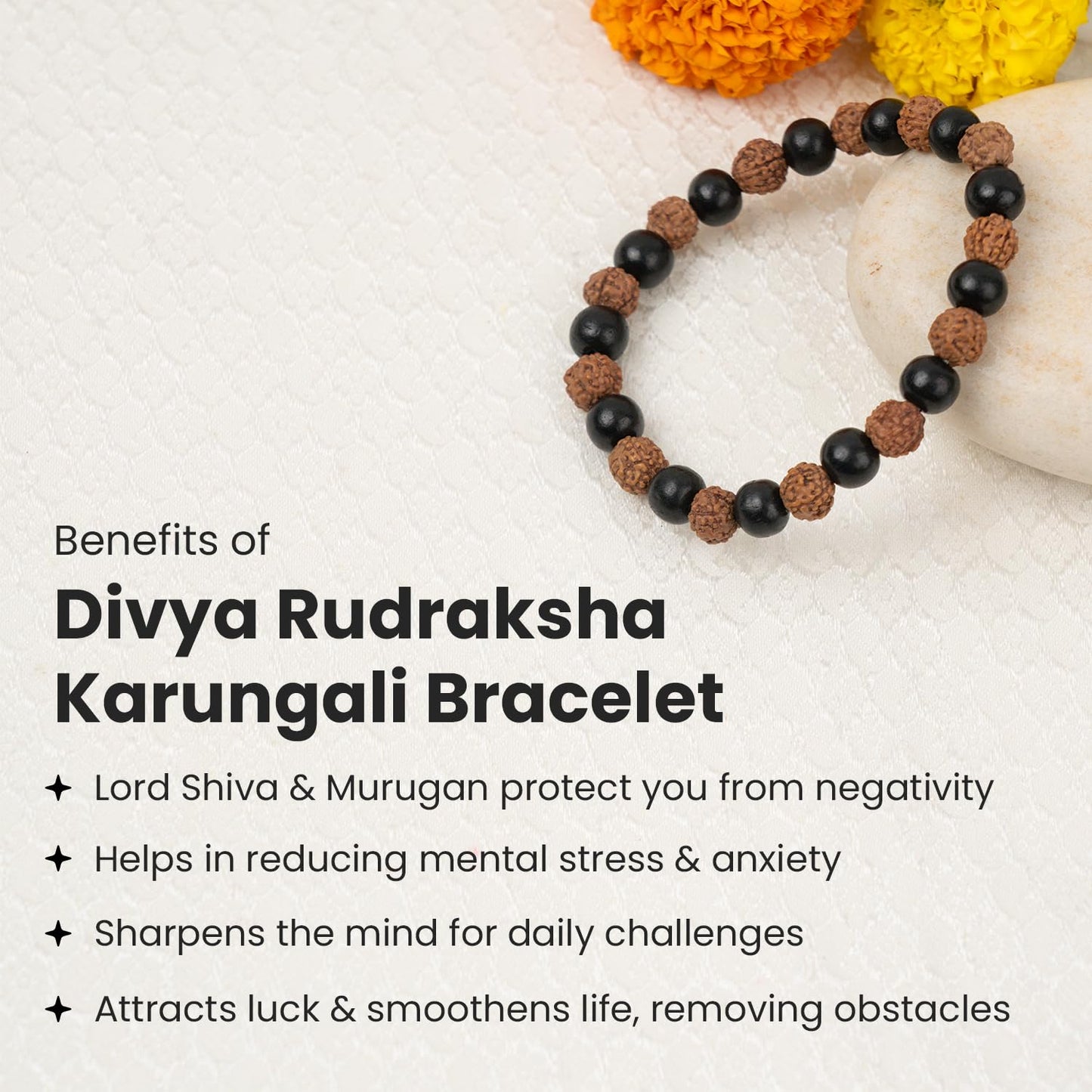 Astrotalk Divya Rudraksha Karungali Bracelet | Original 5 Mukhi Rudraksha and Karungali Beads| Shields From Evil Eye, Brings Peace & Focus | Bracelet for Man and Woman | Gift for Man & Woman