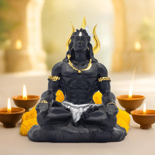 Astrotalk Resin Trinetra Shiv Idol In Meditative Pose | Compact Mahadev Murti For Home Temple, Desk Or Meditation Corner | Lord Shiva Idol For Pooja Mandir Or Gift | 6X6.5X9 Cm | 1 Piece, Multicolor