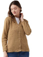 Pivl Womens Blended V-Neck Cardigan Sweater (PV502_Camel