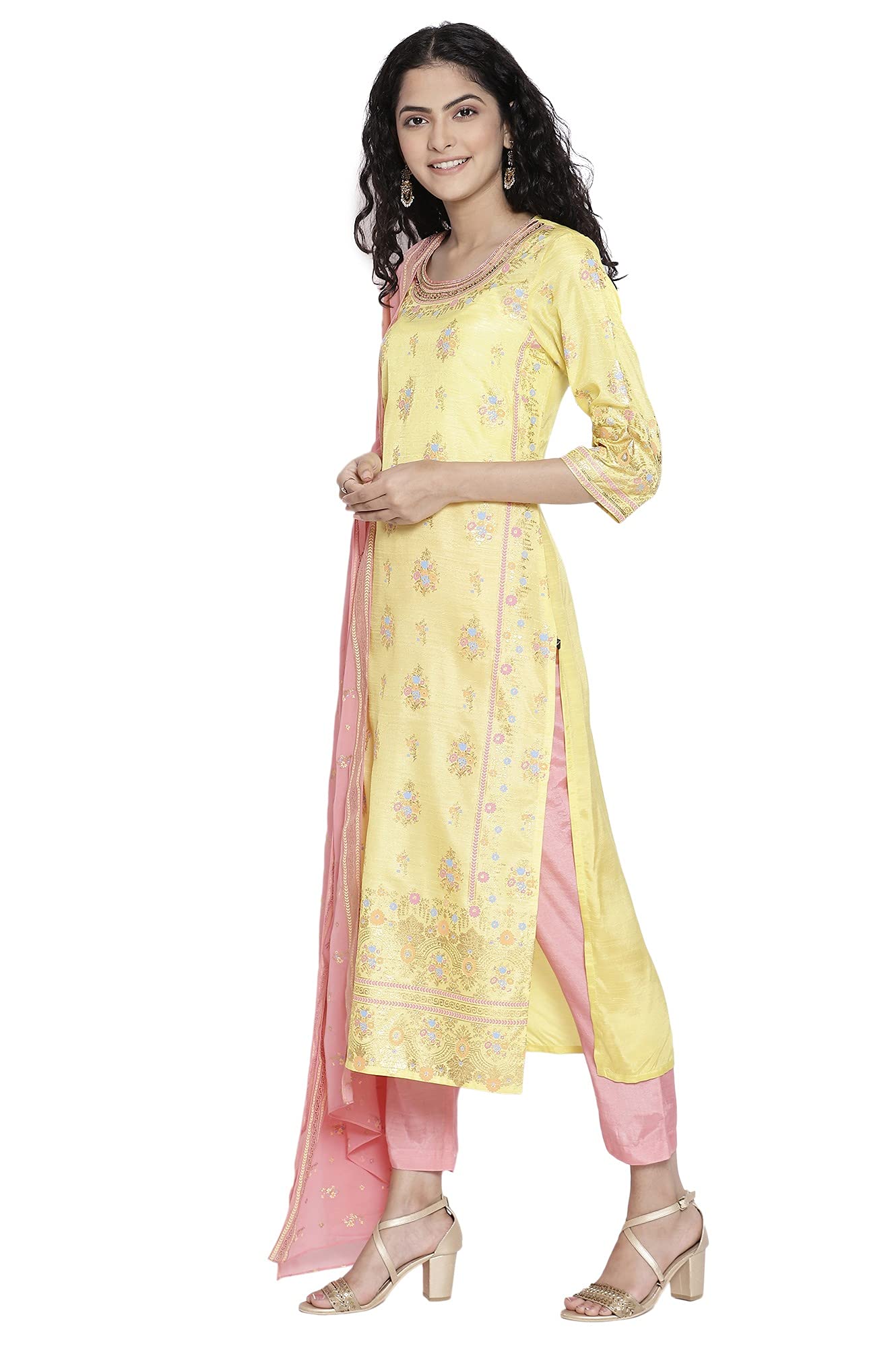 Aurelia Women's Viscose Solid Regular Kurta, Trouser & Duppata