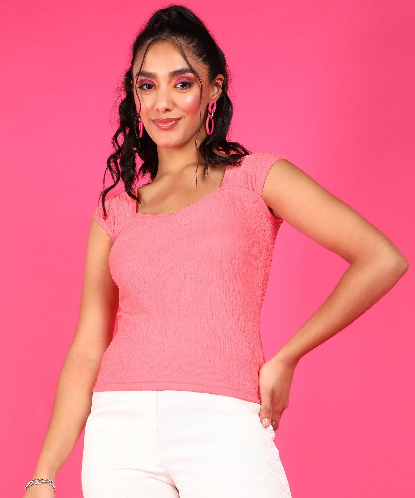POPWINGS Casual Crush Design Sweetheart Neck Sleeveless Tops for Women || Latest Stylish Western Tops for Women || Summer Women