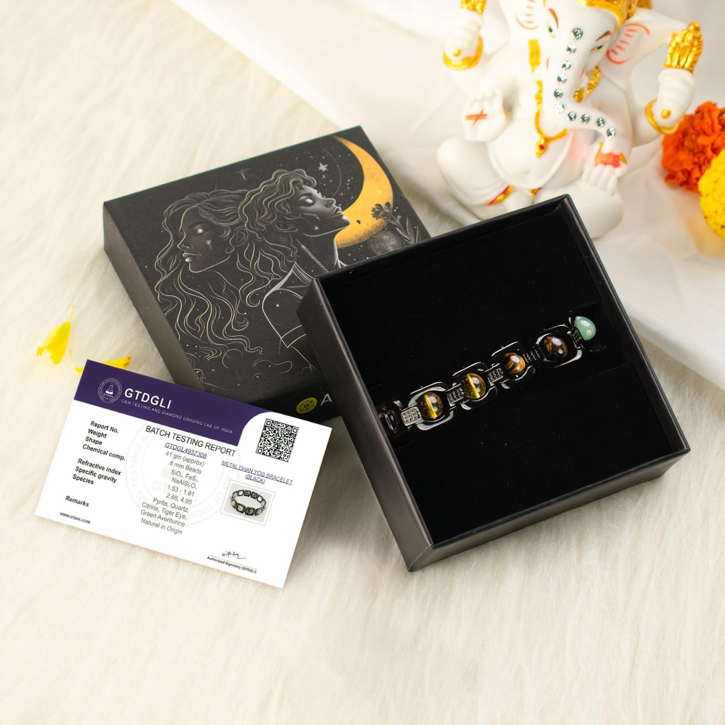 Astrotalk Metal Dhan Yog Bracelet (Black) | Attracts Wealth & Financial Prosperity | Pyrite, Citrine, Tiger Eye, Quartz,Hematite & Aventurine Astrology Bracelet for Man & Woman | Gift for Man & Woman