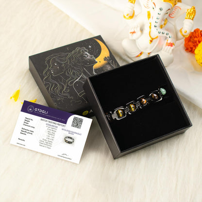 Astrotalk Metal Dhan Yog Bracelet (Black) | Attracts Wealth & Financial Prosperity | Pyrite, Citrine, Tiger Eye, Quartz,Hematite & Aventurine Astrology Bracelet for Man & Woman | Gift for Man & Woman