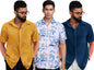 Pinkmint Shirt Combo for Mens l Stylish Half Sleeve Popcorn & Printed Shirt Combo l Beach Wear l Regular Home Wear (Pack of 3)