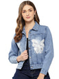 Aarika Womens Party Wear Blue Colour Self Design Denim Jacket-(S-L)