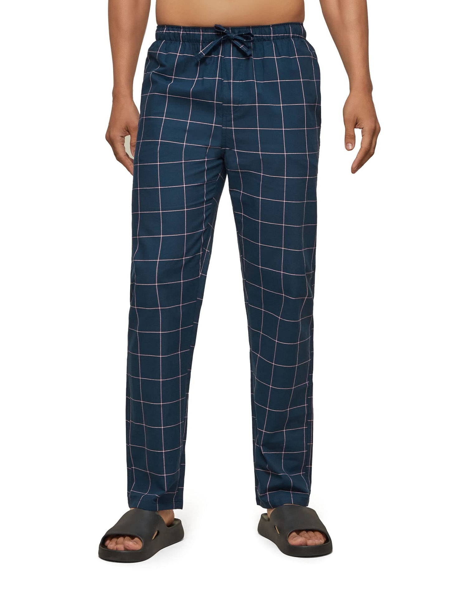 XYXX Mens Super Combed Cotton Checkered Checkmate Pyjamas [Pack of 3] Elasticated Waist, Drawstring | Loungewear for Men in Red