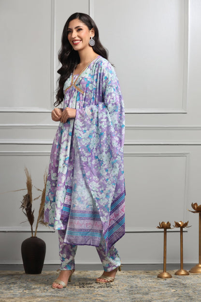 Leriya Fashion Cotton Alia Cut Kurta Set For Women| Alia Cut Anarkali Set For Women | Embroidery Kurta Set For Women| Kurta & Pa