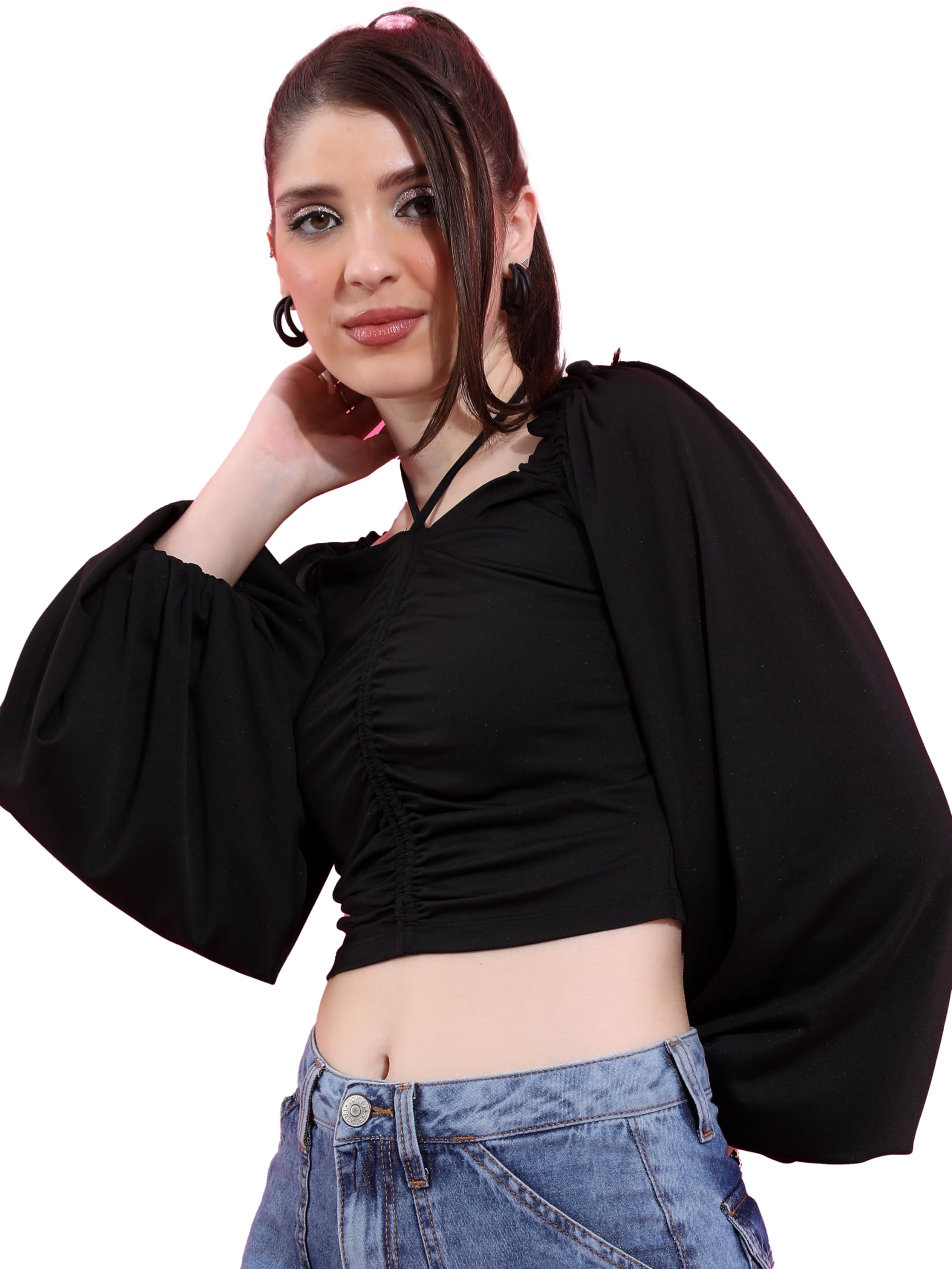 Ketch WomenS Regular Fit Tops (Khtp000276_Black