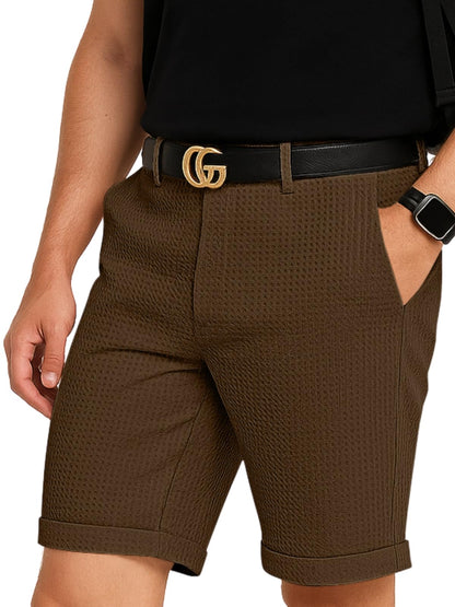 Greciilooks Casual Men Shorts | Rich Regular Fit Solid Short With Side Pockets | Relaxed Fit Half Pants | Mid Rise Waist Coffee