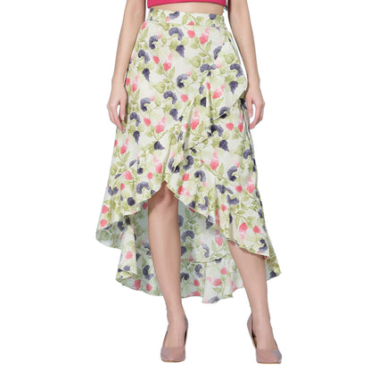 OOMPH! Long Skirts for Women Light Green - msk002
