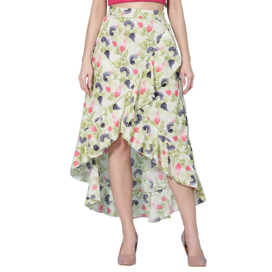 OOMPH! Long Skirts for Women Light Green - msk002