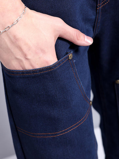 The Indian Garage Co Men Baggy Solid Mid-Rise Carpenter Denim