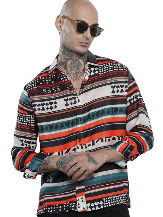 The Indian Garage Co Mens Relaxed Fit Aztec Print Long Sleeves Resort Sweater