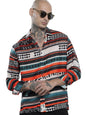 The Indian Garage Co Mens Relaxed Fit Aztec Print Long Sleeves Resort Sweater