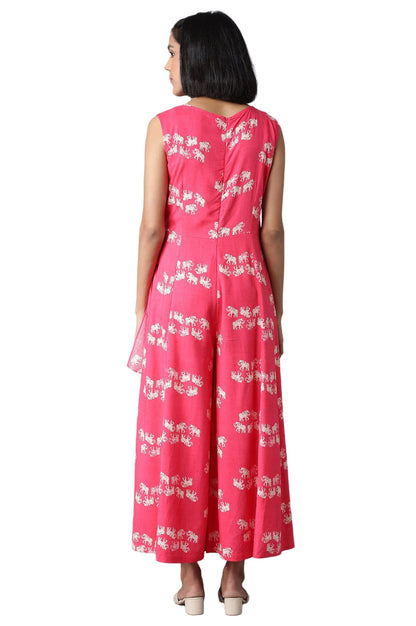 W Dark Pink Novelty Stylised Jumpsuit for Women