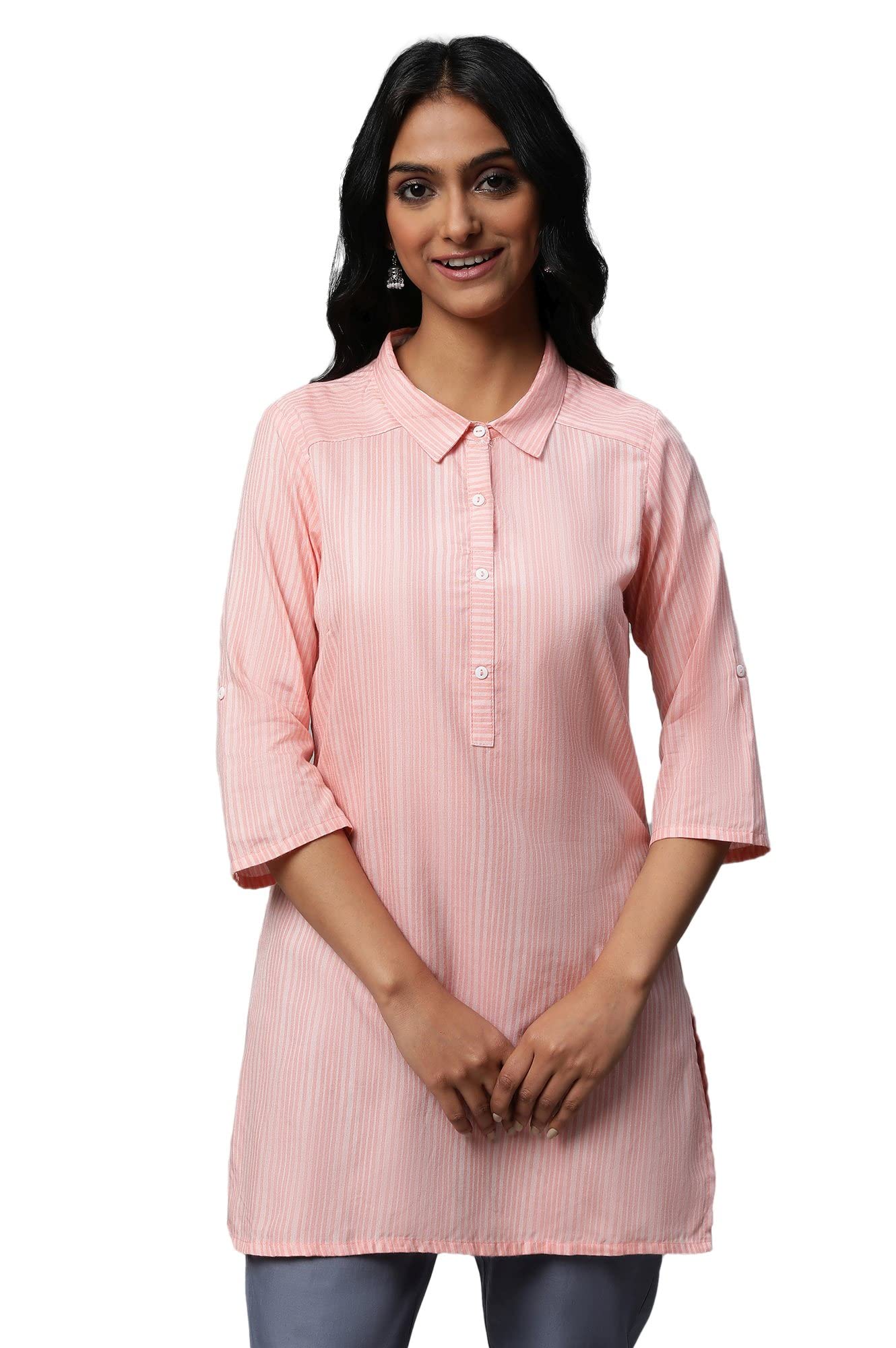 Peach Printed Kurti Set