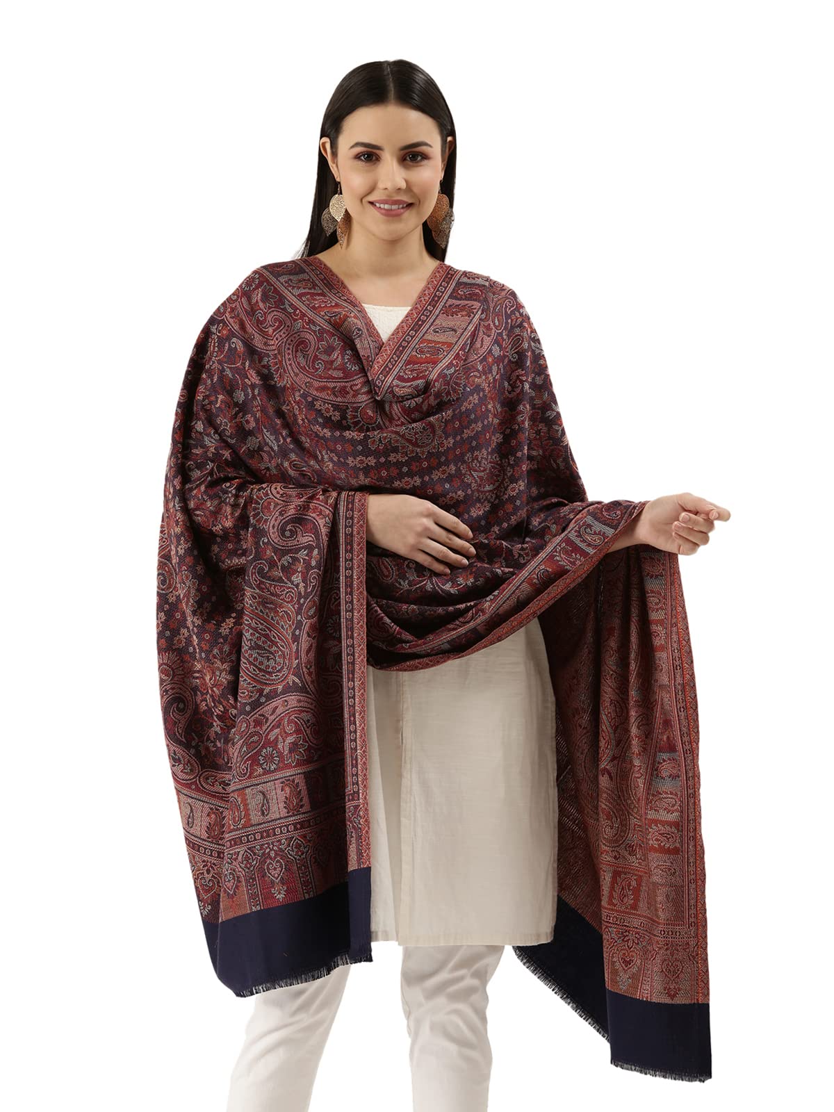 Pashmoda Women Dil-kash Kashmiri Royal Paisley Design Jamawar Shawl (Size: 101 X 203 Cms)