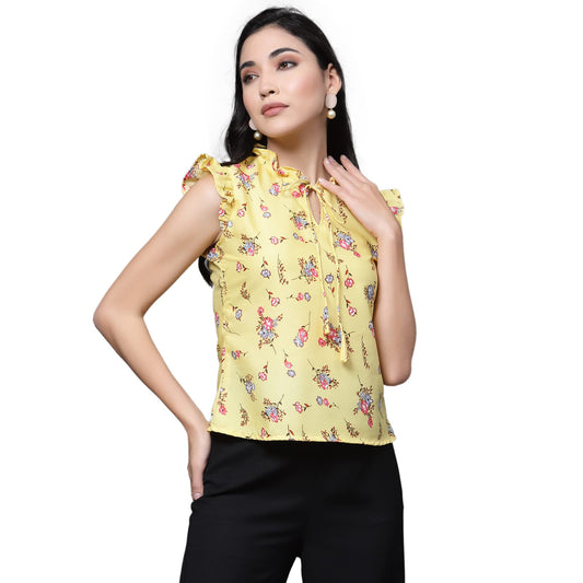 OOMPH! Sleeveless Tops for Women, Yellow - mt476