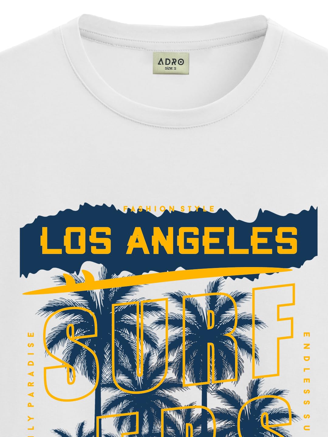 ADRO LA Surfers California Printed T-Shirt for Men - 100% Cotton, Regular Fit, Soft Breathable Fabric. (RN23-M-SRF-WH_White)