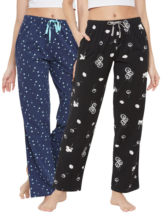 Clovia WomenS Cotton Printed Pyjama Pack Of 2 (Combolb23Xl_Multicolor_Xl)