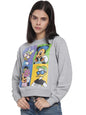 Beakoof Women Disney Typography Grey Full Sleeve Hooded Sweatshirt