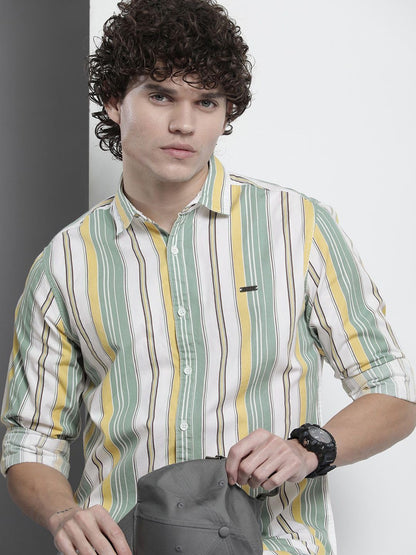 The Indian Garage Co Mens Slim Fit Shirt (0722-SH302-01_Green Yellow