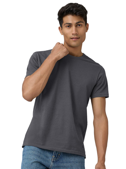 Xyxx Cotton MenS Solid Regular Fit-Shirt (Xy_Cr15_T-Shirt_1_Dark Grey)