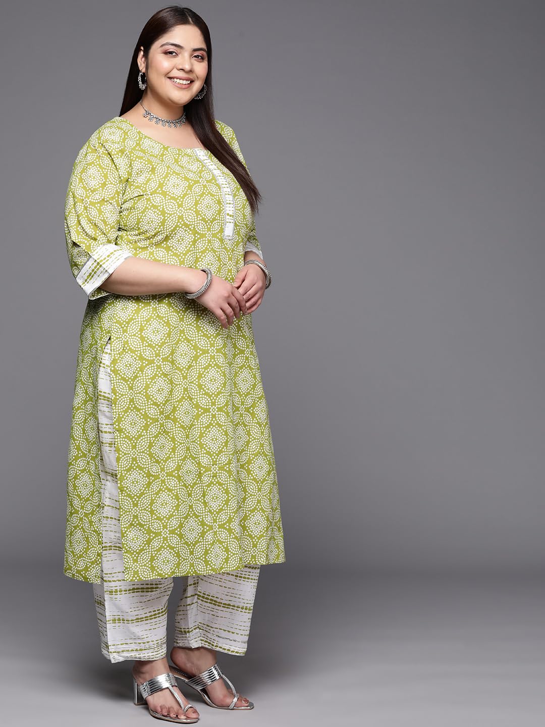 Libas Womens Cotton Kurta Set (15230_Green_3XL)