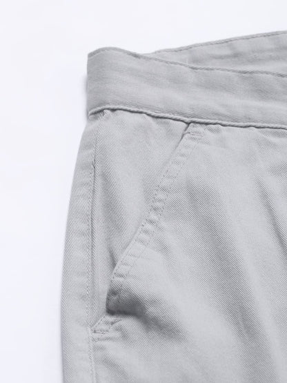 Dennis Lingo Slim Fit Light Grey Solid Cargo for Men